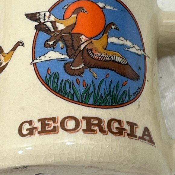 VTG Georgia Geese Flying At Sunset Design Mini Coffee Cup/ Mug 2" Tall - Picture 11 of 12